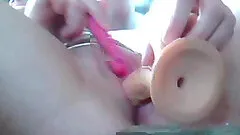 Homemade solo clip with a slut masturbating with a dildo
