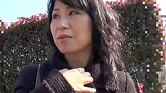 Cougar in a bra getting the pleasure of toy before giving huge dick blowjob