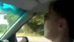 Nasty girl gives hand to her BF in a car in homemade POV video