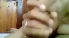 Slim amateur chick licks and rubs her man's dick in POV vid