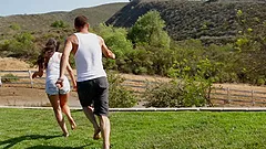 Hardcore slut Allie Haze gets her pussy fucked and takes cumshot