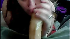 Amateur BBW gets her crotch fucked with a dildo in homemade clip