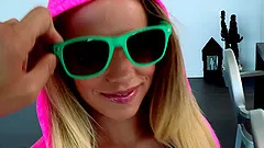 Glamorous blonde getting banged hardcore in reality interracial sex after fingering her shaved sensually