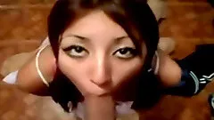 Slim brunette blows and gets fucked in cowgirl pose in homemade POV