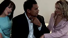 Cherry Jul and Miki share a BBC in interracial FFM video