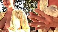 Gabriella and Shione toy cunts outdoors in hardcore lesbian clip