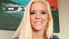 Blonde beauty Halle Von gives a blowjob and gets a facial