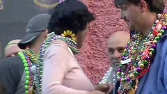 Amateur babes with natural tits flash them in public