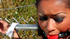 Ebony-skinned chick with a shaved pussy enjoying a hardcore interracial fuck