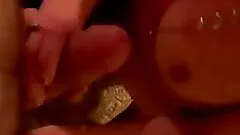 Slim amateur brunette shows her body and gives a hot blowjob