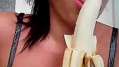 Beautiful pierced brunette slams her vag with a dildo in webcam solo