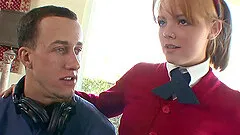 Cute coed Carolina West rides a cock while still in uniform