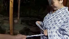 Romantic Japanese maiden having her big tits fiddled in pool before fingering seductively in POV