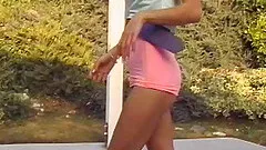 Lesbian babes strip down, get out the toys and play outdoors