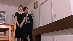 Lovely Japanese cowgirl in nylon stockings giving superb blowjob before getting throbbed doggystyle on bed