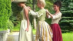 Captivating lesbian with nice ass in high heels getting her pussy fingered outdoor