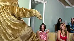 Sexy chick with a hot body sucking a stranger's big black cock at a party