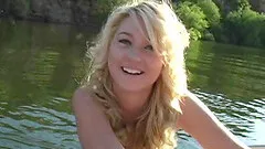 Out on the lake Alison Angel does a little skinny dipping