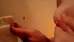 Bosomy slut enjoys kneading her natural tits in homemade clip