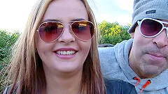 Naughty porn star with big tits enjoying a hardcore fuck in public