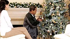 An interracial threesome where a white girl gets some black dick