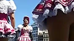 Girls wearing miniskirts get caught in voyeur's cam in the street