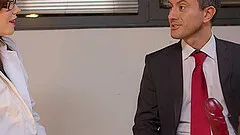 Brilliant pornstar with glasses enjoying being feasted doggystyle before swallowing cum