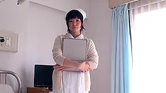 Salacious Japanese nurse gives a blowjob to a patient