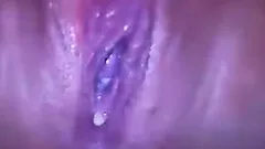 Slutty girl fingers her extremely juicy cunt in close up homemade clip