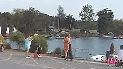 Sexy chick Karina sucks her man outdoors then gets fucked in the car