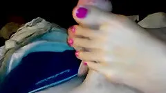 A girl favours her BF with a footjob in hardcore homemade scene