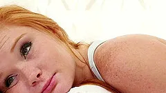 Beautiful redhead with small tits enjoying a hardcore cowgirl style fuck