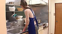 Japanese wife is fondled,gives blowjob and ravished Hardcore in kitchen