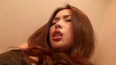 Japanese girl in fishnet stockings enjoying steamy banging in POV