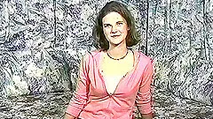 Captivating solo model brunette striptease seductively displaying her nice ass