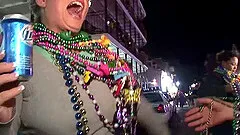 Appreciative babes with big tits getting wild at the street outdoor