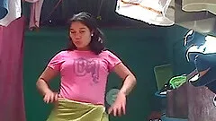 Kinky amateur girl shows her hairy cunt and pees in homemade clip