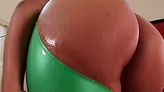 Interracial FFM threesome heats up as freaky cougar porn stars in leather suits fuck doggystyle