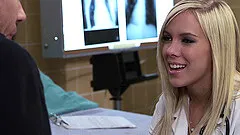 Naughty porn chick BiBi Jones in nurse uniform fucks her patient