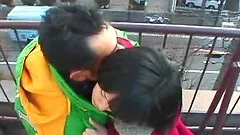 Lovely Japanese babe sucks a hard dick outdoors