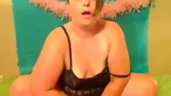 Chubby hussy toys her crotch to orgasm in webcam solo scene