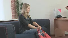 Super cute Russian amateur strips and rides a hard dick