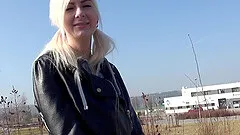 Gorgeous blonde babe with pigtails getting  ravished outdoor