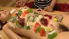 japanese babe gets food fetish and hard fuck in public