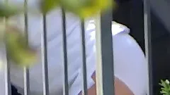 Chick in panties gets caught on a hidden cam while working in a garden