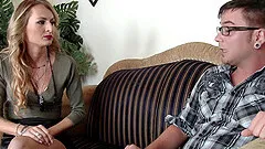 Hot stud fucks his dad's girlfriend hardcore in sexy miniskirt