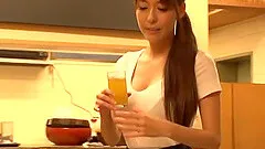 Hardcore Japanese wife Maki Takei gets pussy banged in kitchen