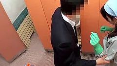 Gorgeous Japanese girl with big natural tits sucking her employer's cock