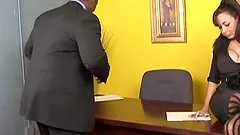 Sexy Brunette Cougar With Big Fake Tits Enjoying A Hardcore Interracial Fuck