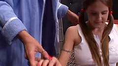 Blond milf and pigtailed teen enjoy toying each other's holes